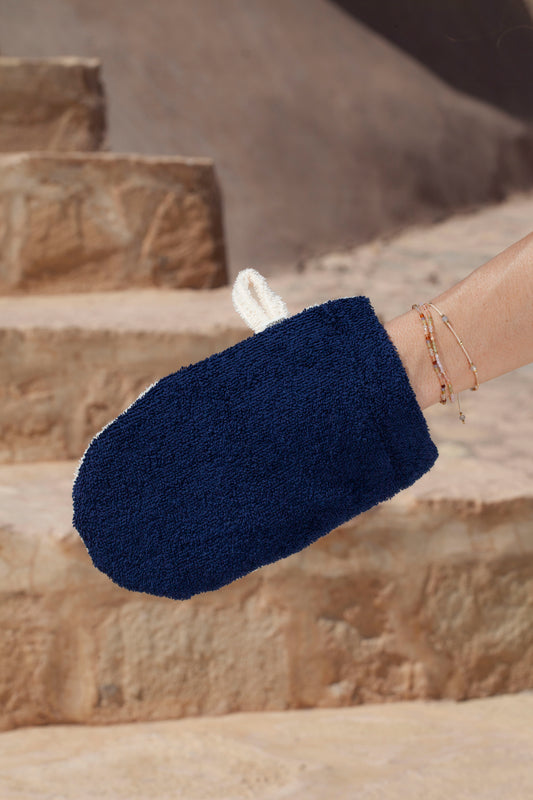 washing glove - SAIDA - marine blue/beige