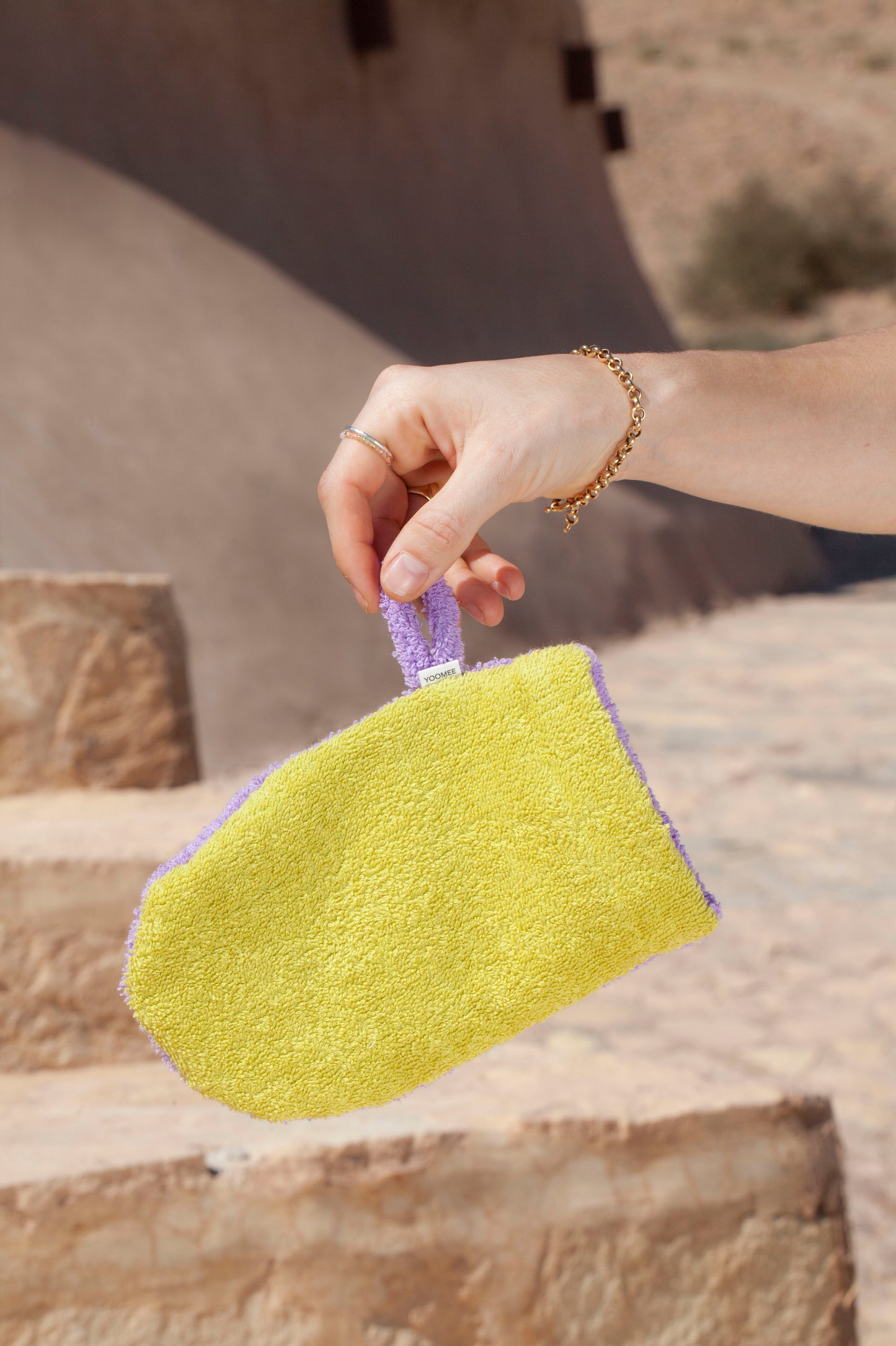 washing glove - SAIDA - pistachio/purple