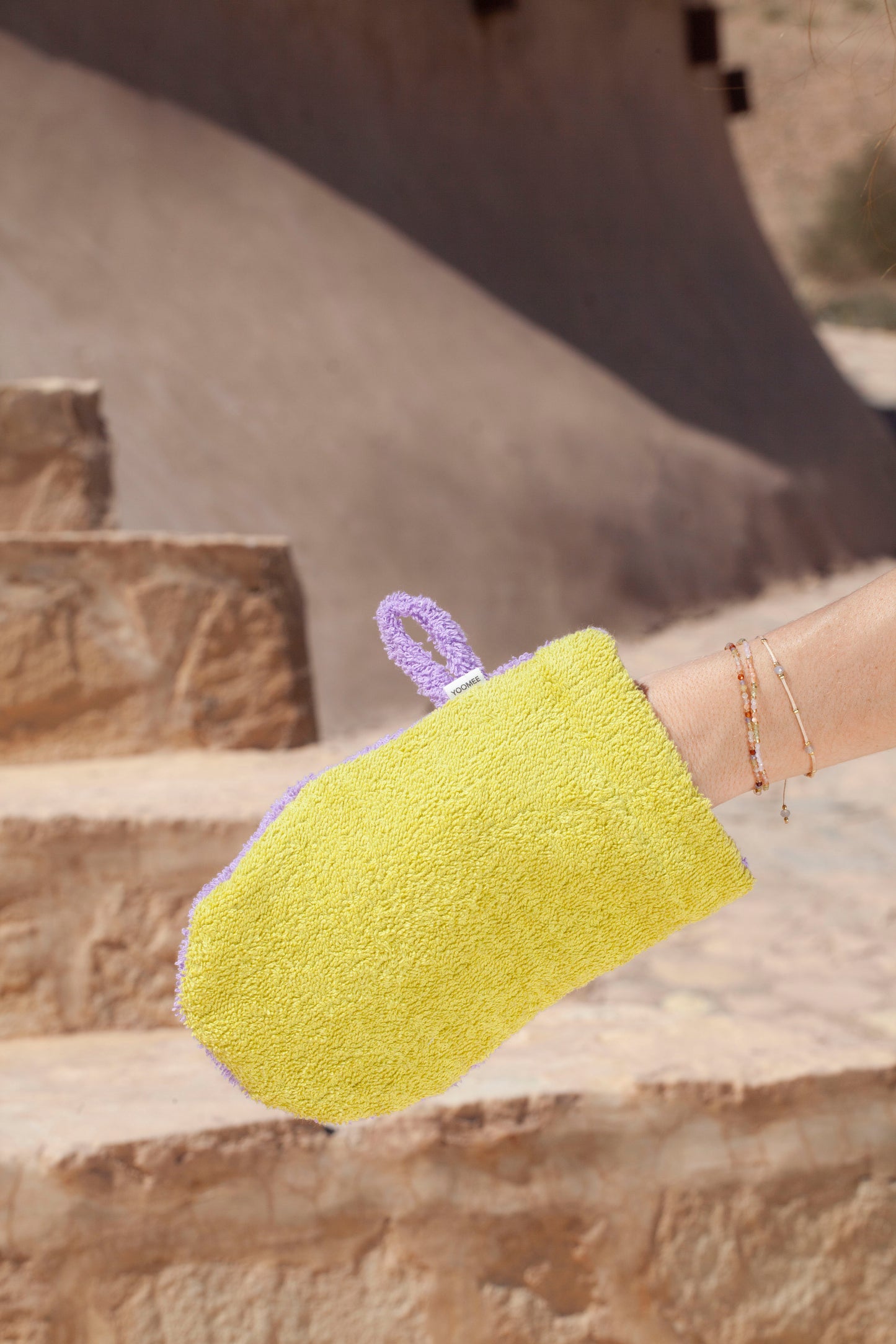 washing glove - SAIDA - pistachio/purple