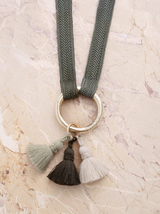 tassel trio - SHOUSHA - swamp, sage, ecru
