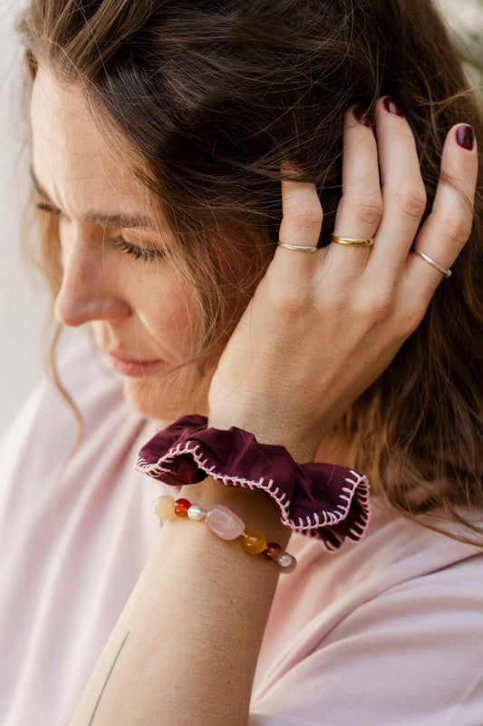 scrunchie - MEDINA cotton - bordeaux hbik