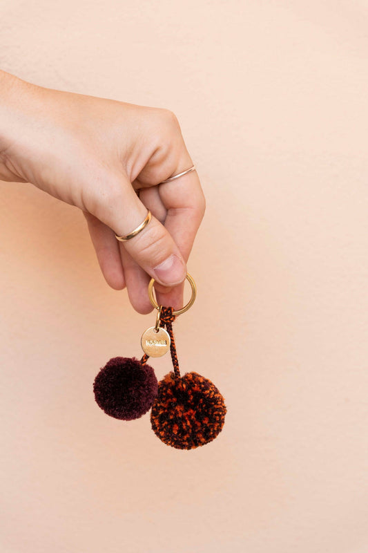 pom pom - KOURA - bordeaux/orange/brown