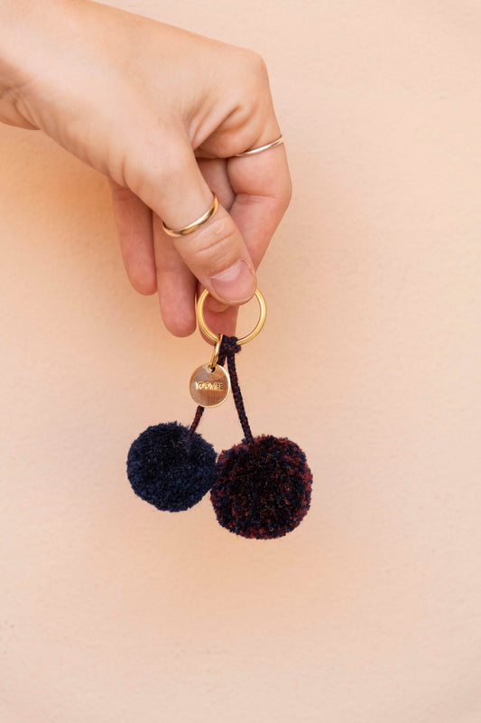 pom pom - KOURA - marine/bordeaux