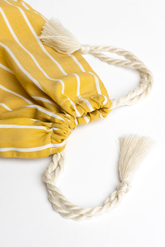 present pouch - FAHRA - lines yellow