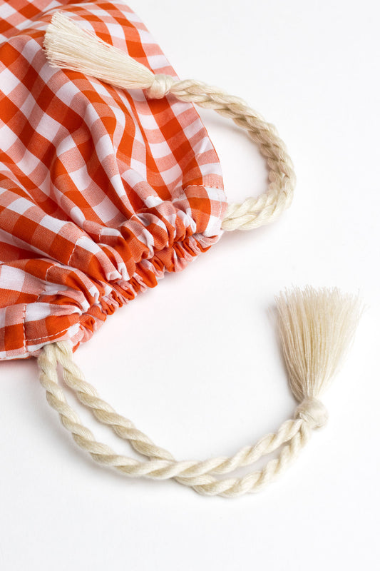 present pouch - FAHRA - checked orange