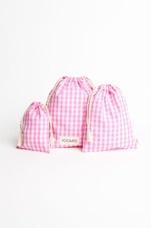 present pouch - FAHRA - midi checked pink