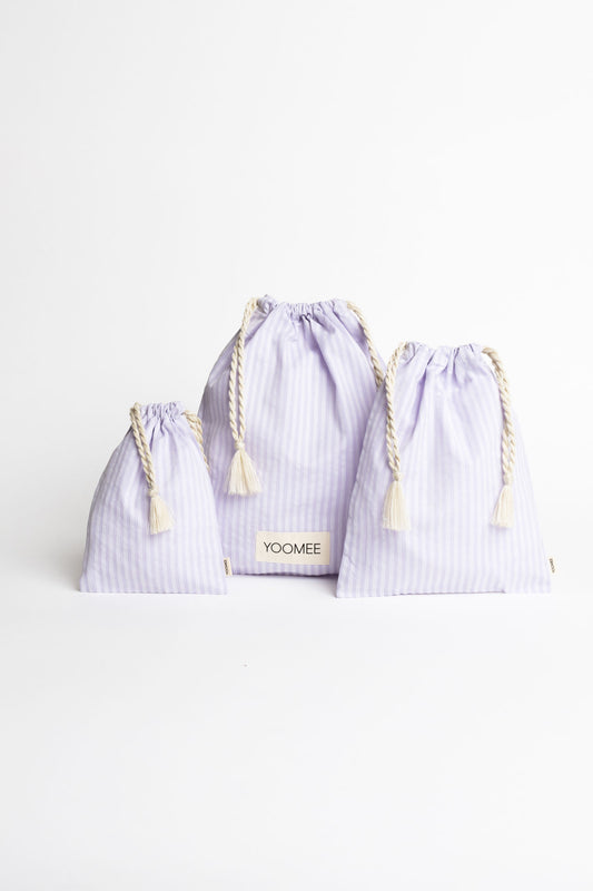 present pouch - FAHRA - lines purple