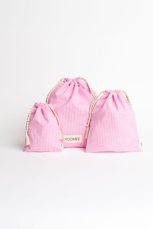 present pouch - FAHRA - mini checked pink