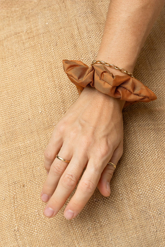 scrunchie - MEDINA silk - cognac