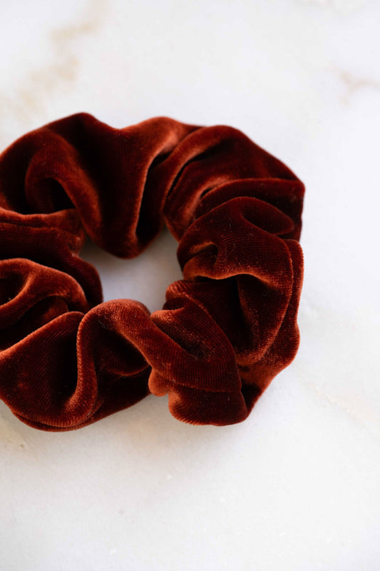 scrunchie - MEDINA velvet silk - fire orange