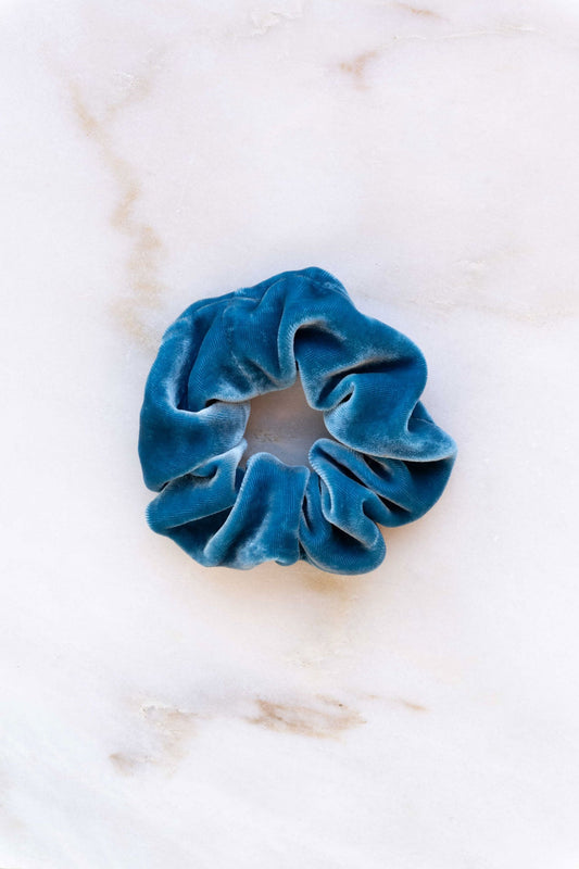 scrunchie - MEDINA velvet silk - aquamarine