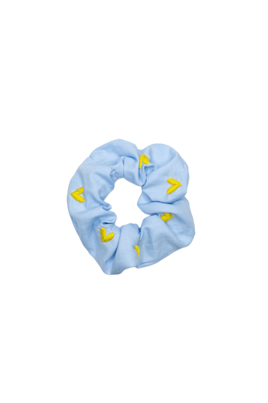 scrunchie - MEDINA cotton - light blue hearts