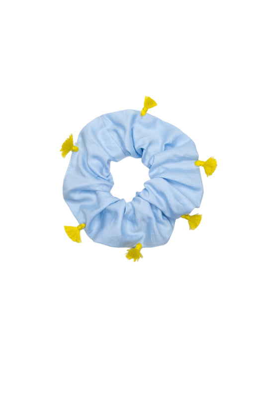 scrunchie - MEDINA cotton - light blue tassel