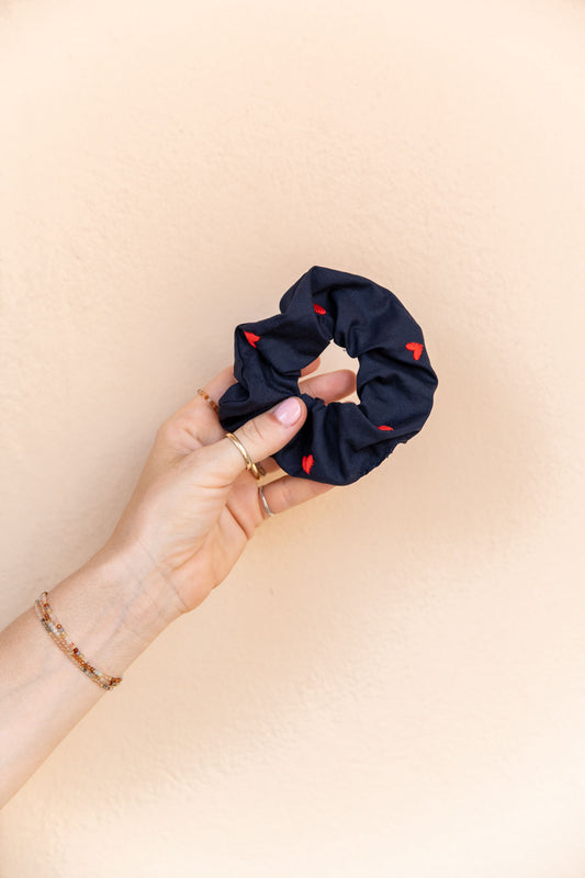 scrunchie - MEDINA cotton - marine hearts