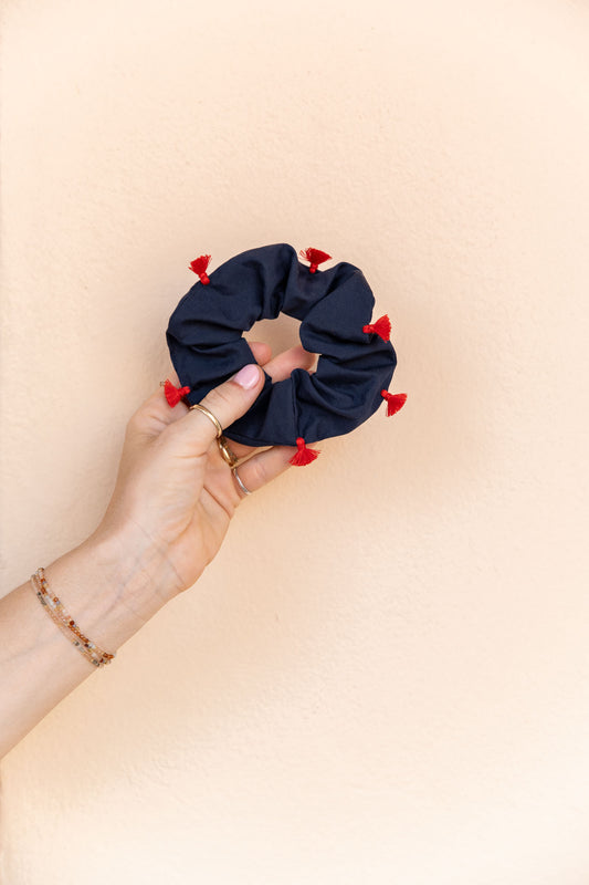 scrunchie - MEDINA cotton - marine tassel
