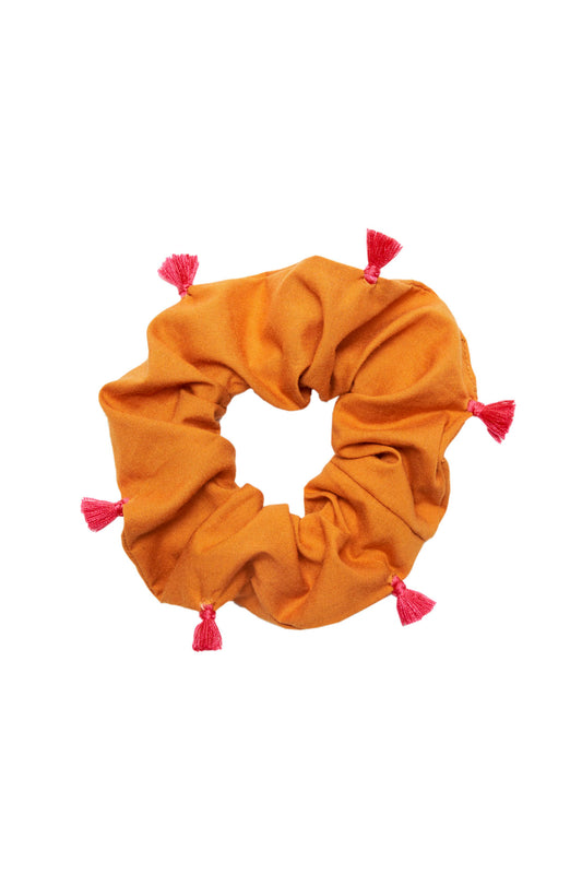 scrunchie - MEDINA cotton - orange tassel