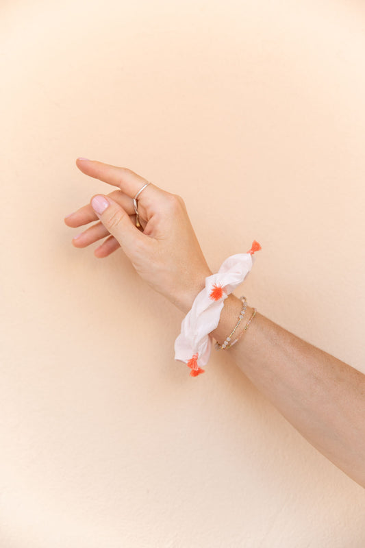 scrunchie - MEDINA cotton - rose tassel