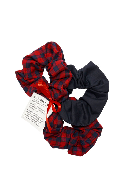 scrunchie set - MEDINA cotton - marine/red