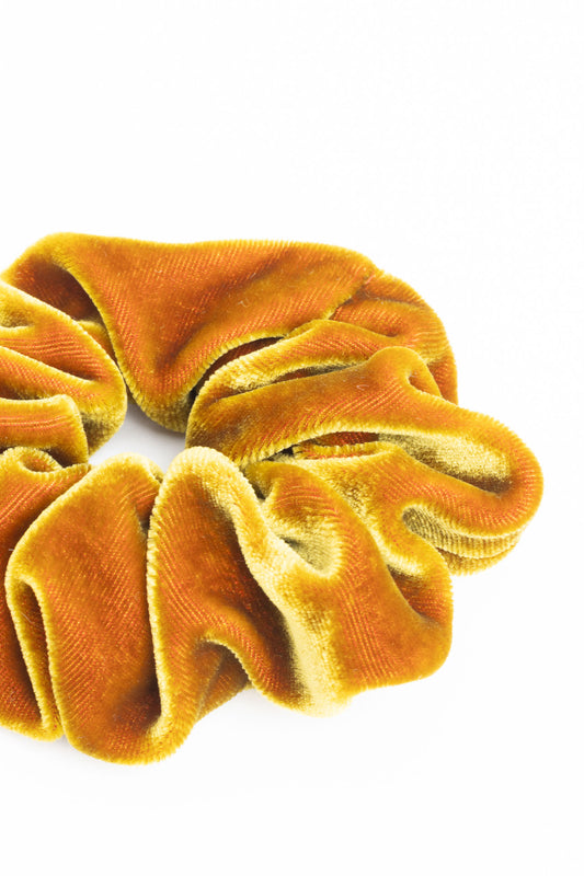 scrunchie - MEDINA velvet silk - olive-doré