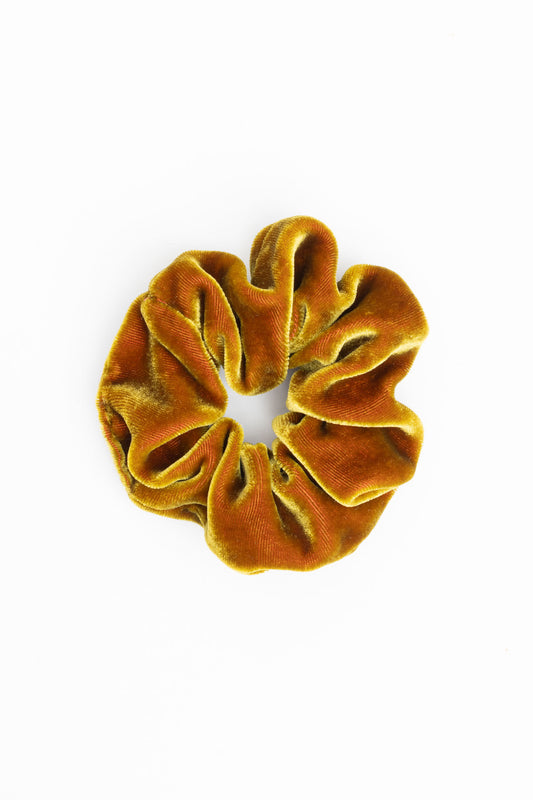 scrunchie - MEDINA velvet silk - olive-doré