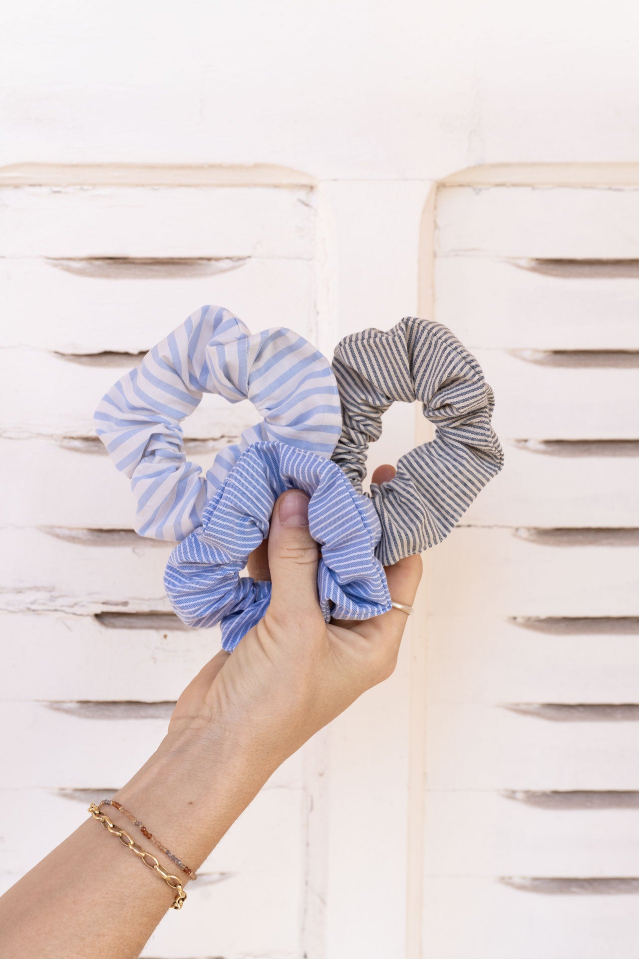 scrunchie - MEDINA cotton - lines white blue