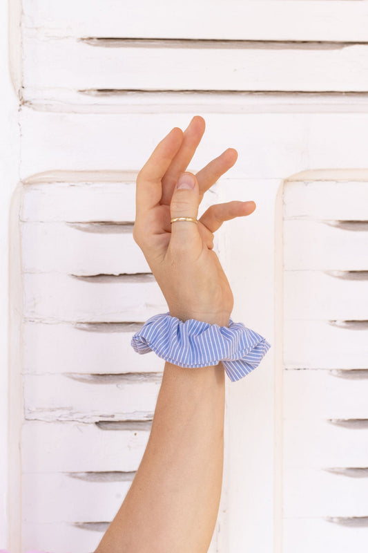 scrunchie - MEDINA cotton - lines light blue
