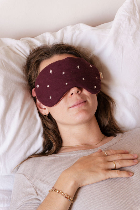 sleeping mask - RAHA stars - bordeaux/apricot