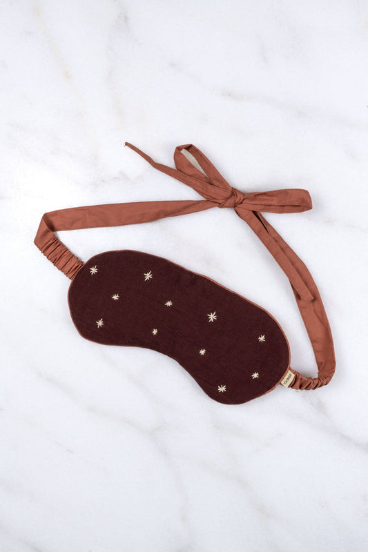 sleeping mask - RAHA stars - bordeaux/apricot