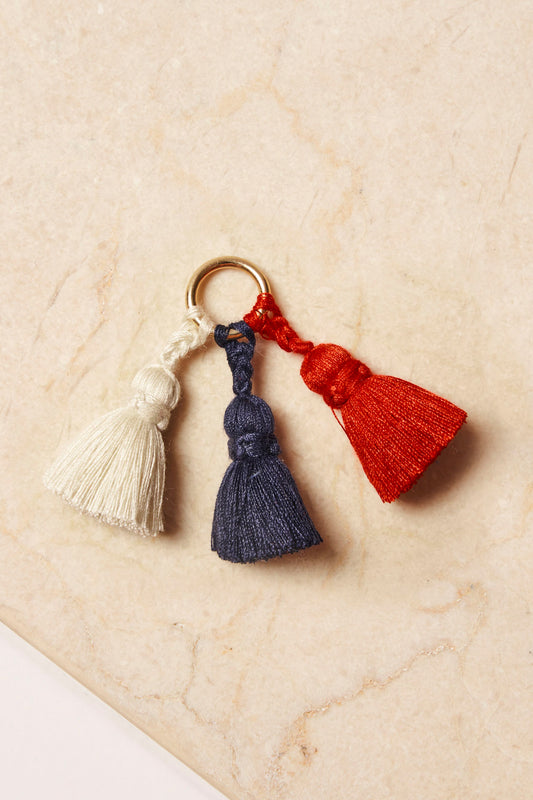 tassel trio - SHOUSHA - red, marine, ecru