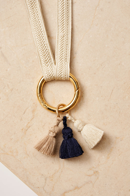 tassel trio - SHOUSHA - marine, ecru, beige