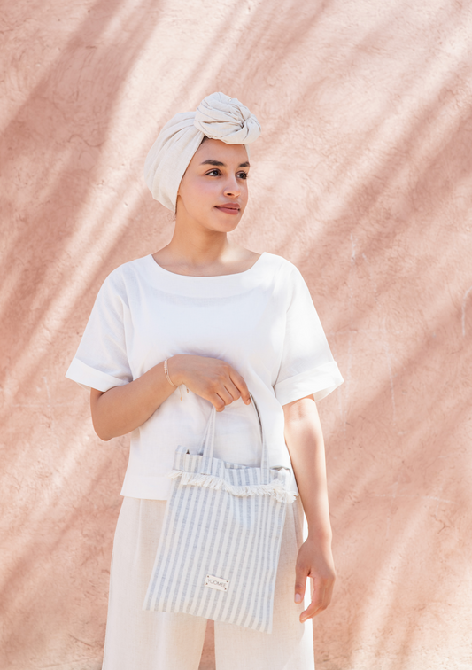 mini bag - NORA fringe - light grey