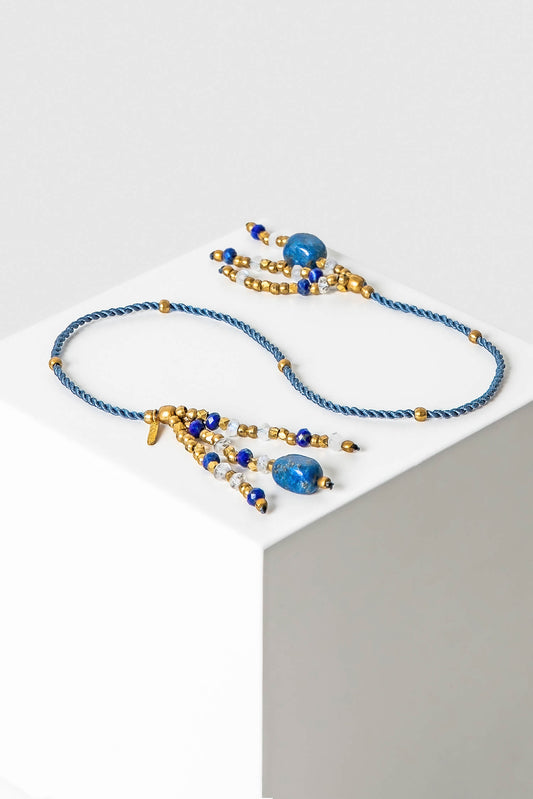 bookmark - NIMDIKI - stone tassels - lapislazuli